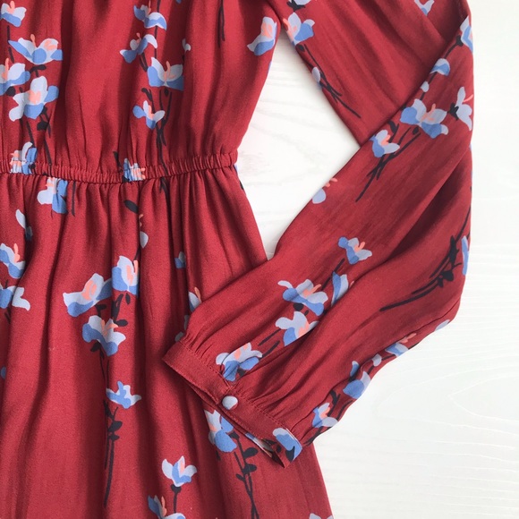 LOFT Red Bluebell Blouson Dress Floral 419776 - Picture 3 of 7
